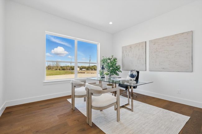 Office space featuring baseboards, wood finished floors, and recessed lighting | Image 25