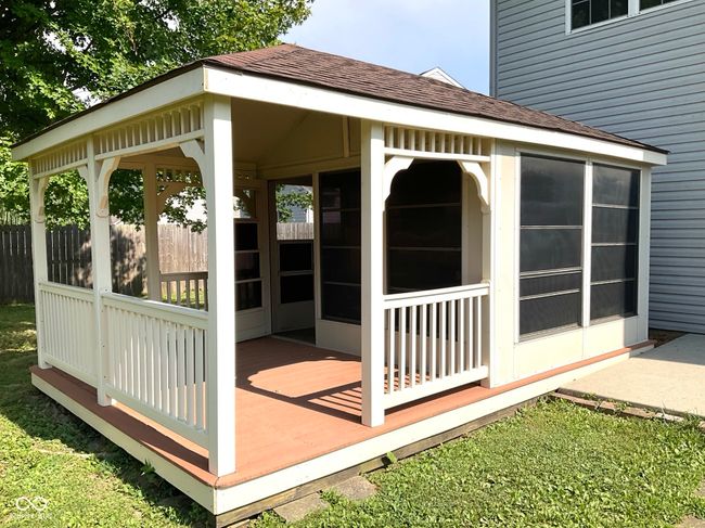Screened in gazebo with trek decking porch, great for outdoor entertainning or play structure. | Image 52
