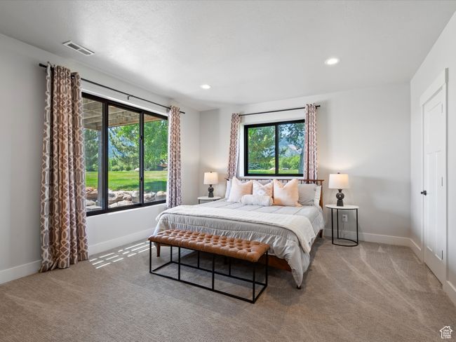 Bedroom with carpet floors, baseboards, and recessed lighting | Image 37