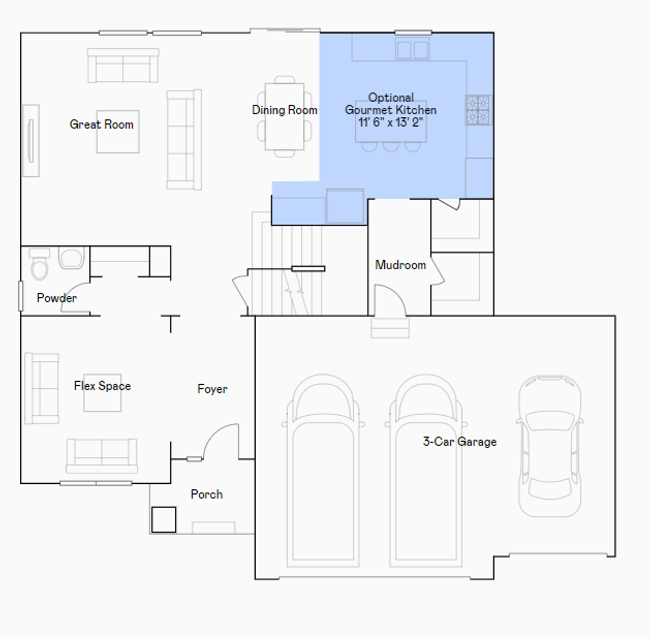 Lewis main level floorplan with a gourmet kitchen. | Image 21