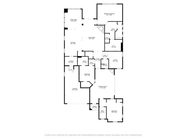 View of home floor plan. Note the main house starts after the garage and middle patio area | Image 8
