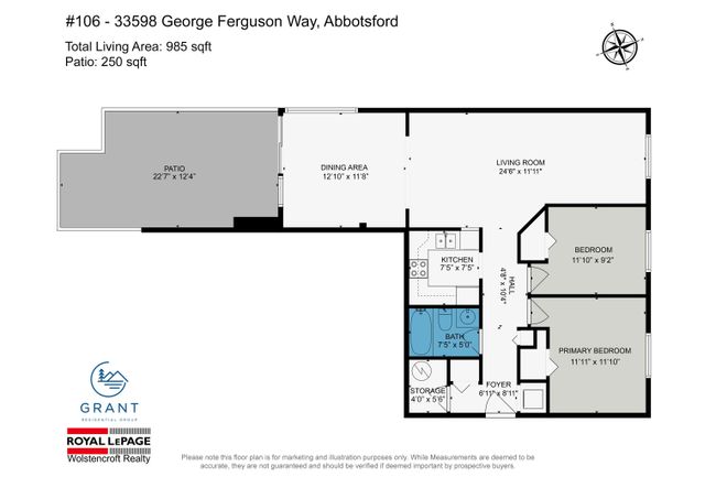 106 - 33598 George Ferguson Way, Condo with 2 bedrooms, 1 bathrooms and 2 parking in Abbotsford BC | Image 2