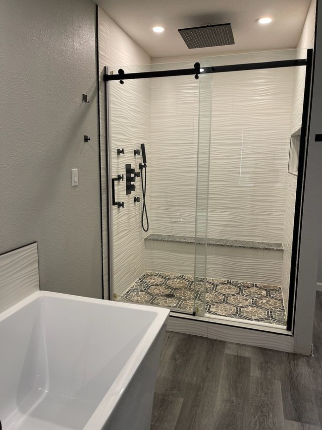 Bathroom with plus walk in shower and wood-type flooring | Image 6