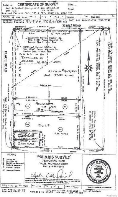 vac 32 Mile, Home with 0 bedrooms, 0 bathrooms and null parking in Lenox Twp MI | Image 2