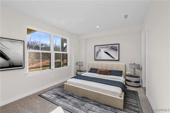 Bedroom with carpet, baseboards, visible vents, and recessed lighting | Image 23