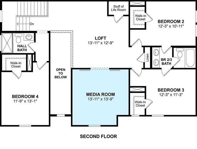 The Stirling floor plan by K. Hovnanian Homes. 2nd Floor shown. *Prices, plans, dimensions, features, specifications, materials, and availability of homes or communities are subject to change without notice or obligation. | Image 4
