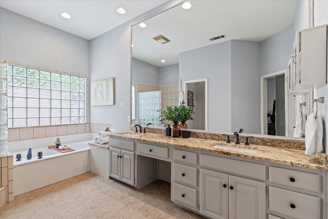 Full bathroom with a garden tub, double vanity, recessed lighting, and tile patterned​​‌​​​​‌​​‌‌​‌‌​​​‌‌​​‌‌​‌​​​​​‌ floors | Image 16
