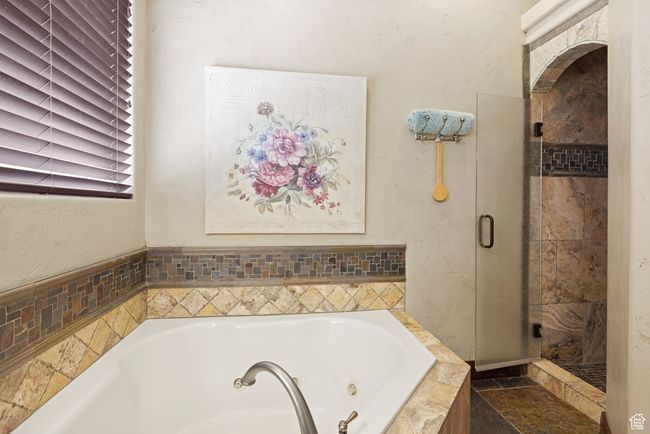 Full bathroom with a jetted tub and a shower stall | Image 22