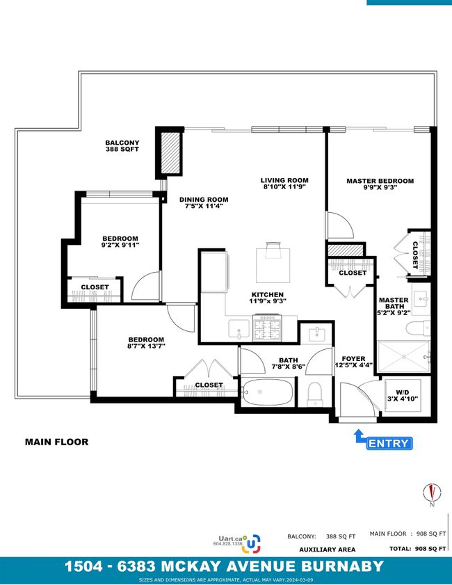 1504 - 6383 Mckay Avenue, Condo with 3 bedrooms, 2 bathrooms and 2 parking in Burnaby BC | Image 33