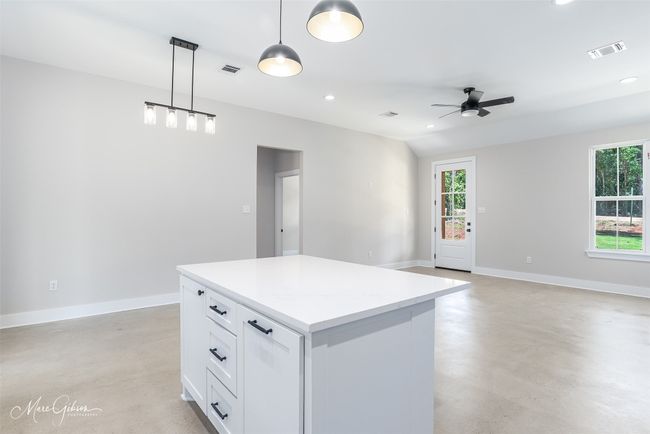 Kitchen featuring ceiling fan, a wealth of natural light, finished concrete floors, and visible vents | Image 9