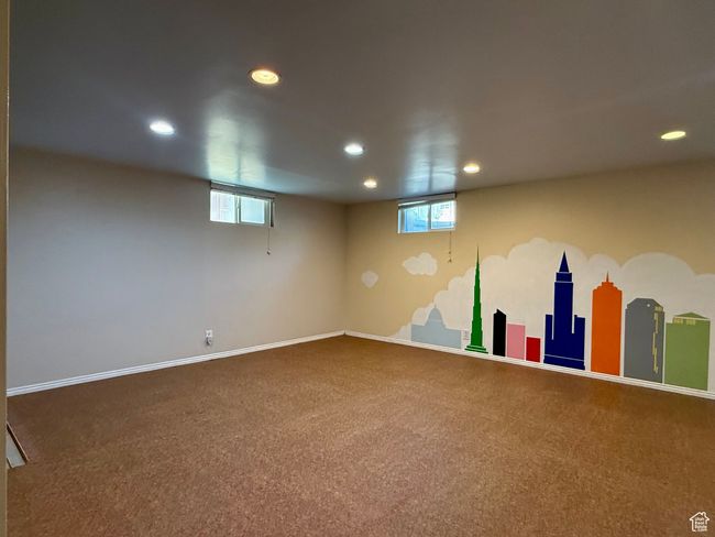 Below grade area featuring recessed lighting, carpet floors, and baseboards | Image 32