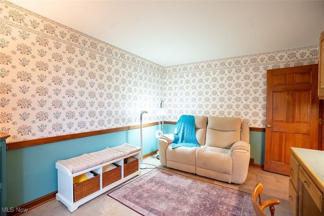 Office with wallpapered walls and a wainscoted wall | Image 13