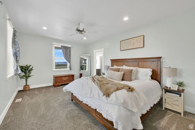 Bedroom with carpet flooring, recessed lighting, and ceiling fan | Image 22