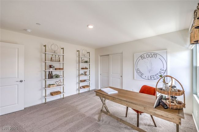 Photo is representational only; actual home finishes may vary. Office with carpet, baseboards, and recessed lighting | Image 35