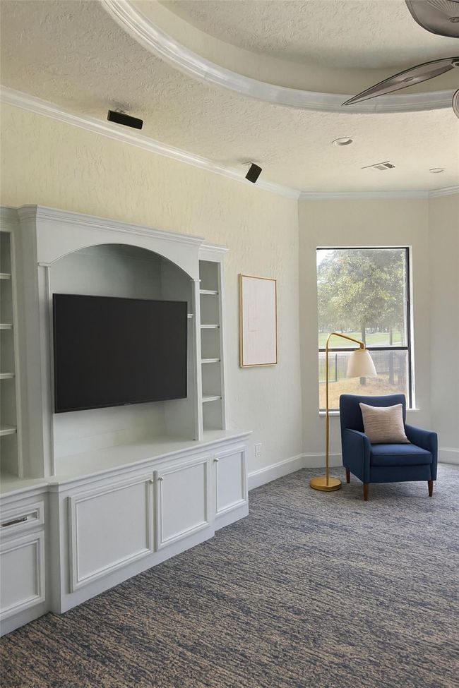 Custom TV niche with 5.1 surround speakers & cove ceiling lighting | Image 24