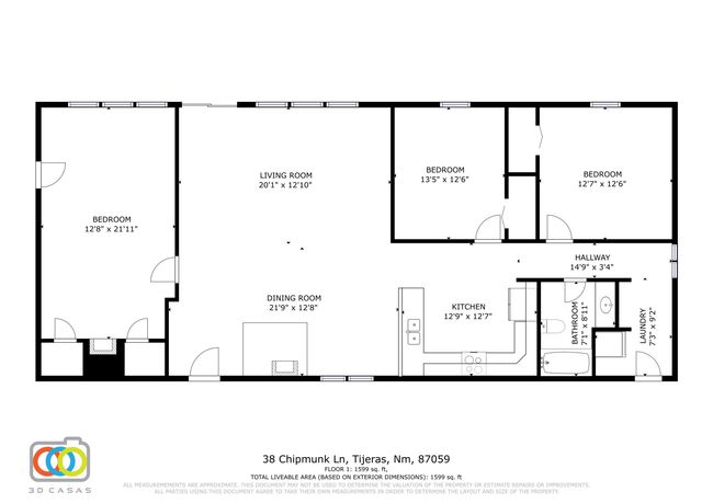 38 Chipmunk Ln, House other with 3 bedrooms, 1 bathrooms and null parking in Tijeras NM | Image 26