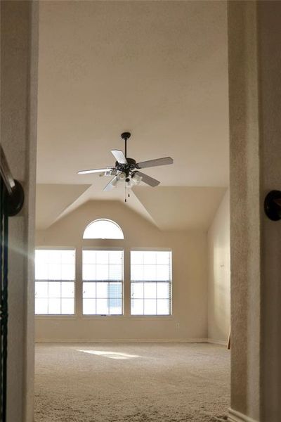 Interior details featuring ceiling fan and carpet floors | Image 2