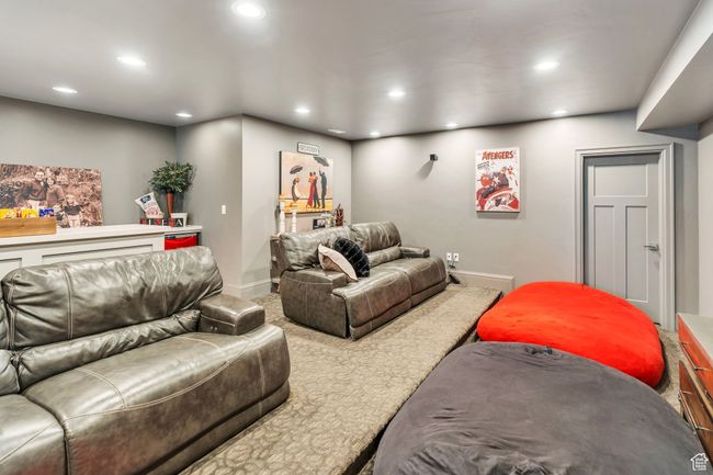 Living room with recessed lighting and carpet | Image 65