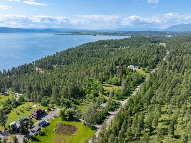 Aerial view of a heavily wooded area and a water and mountain view | Image 76