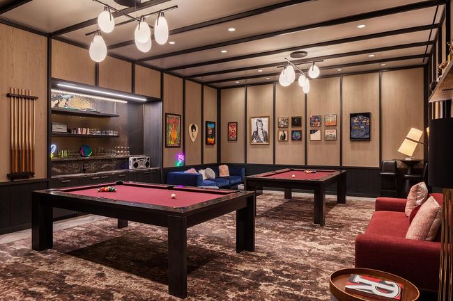 Playroom with beamed ceiling, recessed lighting, and billiards | Image 25