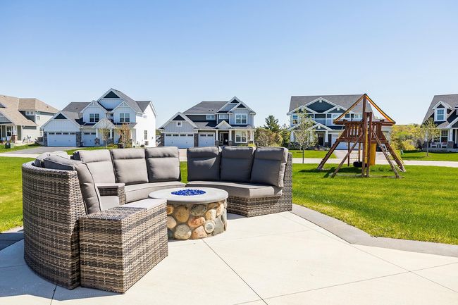 Outdoor gas fireplace. | Image 40