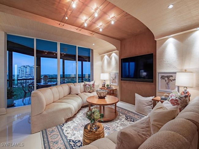 Family Room custom designed fabric ceiling with light element. | Image 14