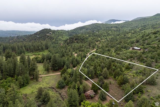 View of property location featuring a heavily wooded area, mountains, and property boundaries highlighted | Image 12