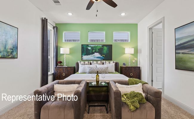 Carpeted bedroom with recessed lighting and ceiling fan | Image 7