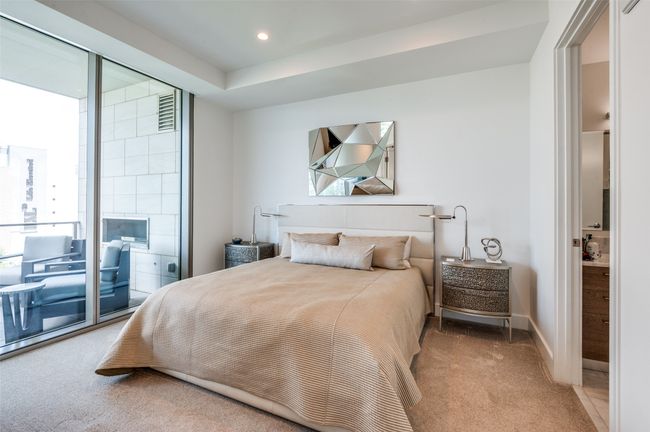 Carpeted bedroom featuring recessed lighting and access to exterior | Image 23