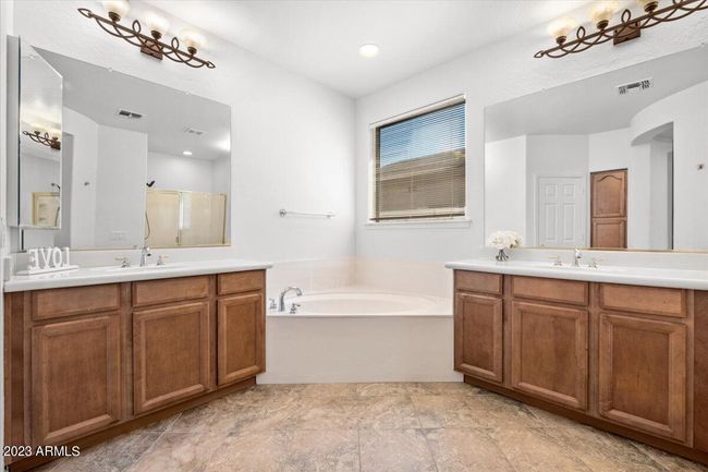 Primary bathroom with separate dual sinks & soaking tub | Image 11