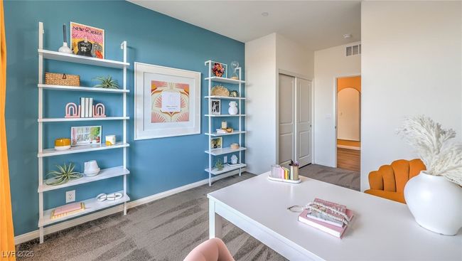 Photo is representational only; actual home finishes may vary. Carpeted office space with baseboards | Image 7