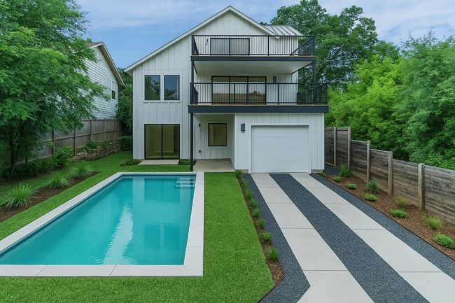 Virtually staged pool and landscaping in the backyard | Image 6