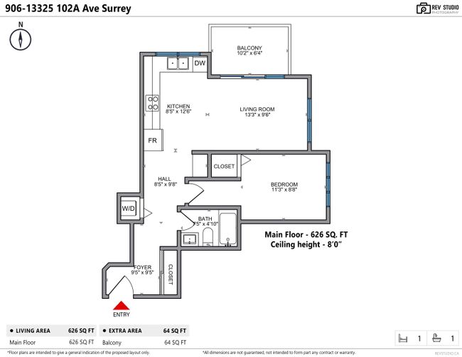 906 - 13325 102a Avenue, Condo with 1 bedrooms, 1 bathrooms and 1 parking in Surrey BC | Image 10