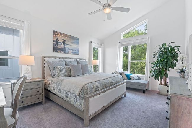 Primary bedroom upstairs with vaulted ceilings. ALL FURNITURE NEGOTIABLE | Image 15