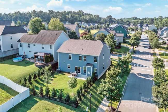 Aerial of the back yard showing the privacy trees | Image 27