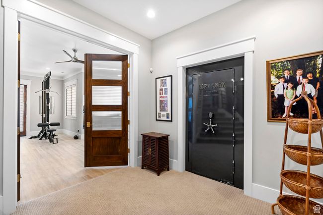Entrance foyer with baseboards, ceiling fan, and wood finished floors | Image 82
