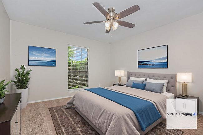 virtually enhanced-Bedroom with baseboards and a ceiling fan | Image 14