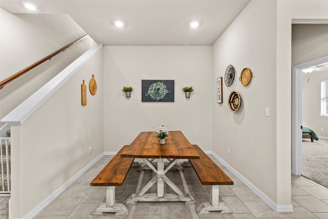Dining space featuring stairs, recessed lighting, and light tile patterned floors | Image 9