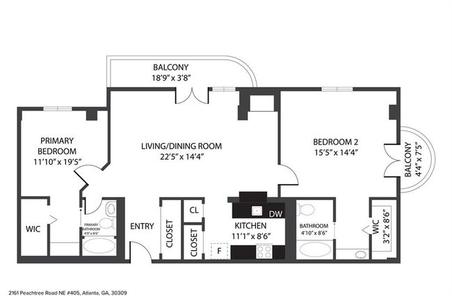 APT-405 - 2161 Peachtree Rd Ne, Condo with 2 bedrooms, 2 bathrooms and 1 parking in Atlanta GA | Image 28