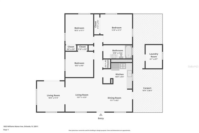 1822 Williams Manor Ave, House other with 3 bedrooms, 1 bathrooms and null parking in Orlando FL | Image 16