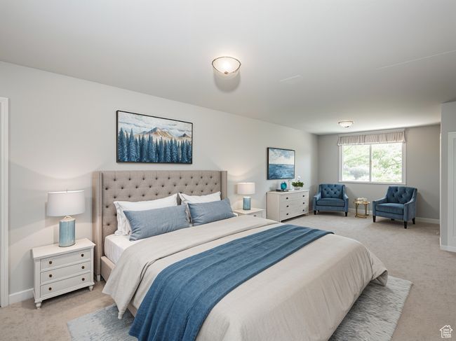 Bedroom with light colored carpet and baseboards | Image 5