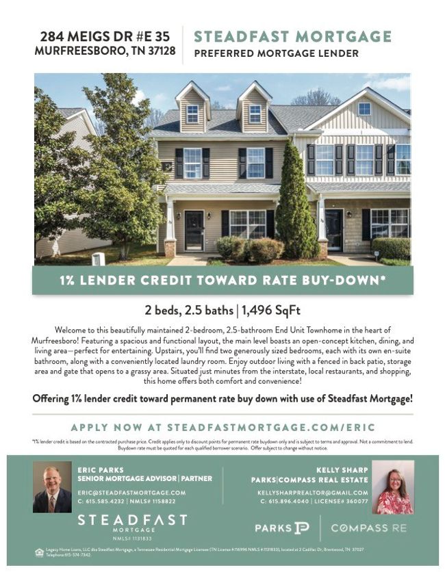 E - 284 Meigs Dr, Townhouse with 2 bedrooms, 3 bathrooms and 2 parking in Murfreesboro TN | Image 14