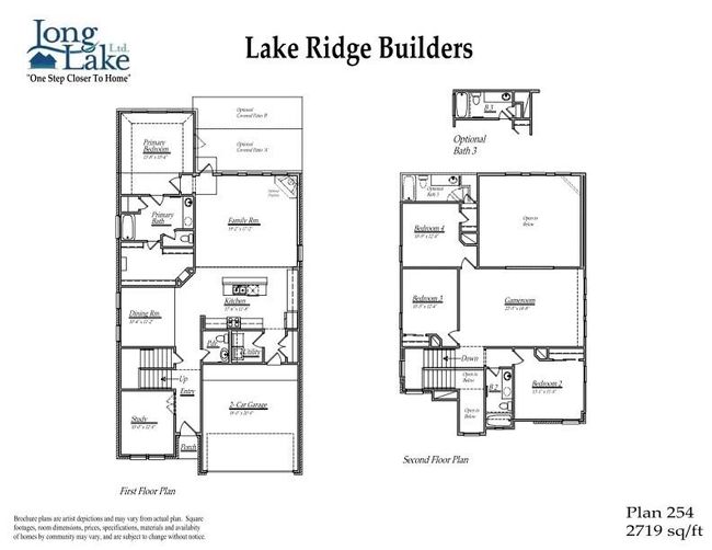 Plan 254 features 4 bedrooms, 3 full baths, 1 half bath and over 2, 700 square feet of living space. | Image 13