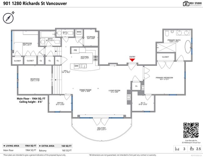 901 - 1280 Richards Street, Condo with 3 bedrooms, 2 bathrooms and 2 parking in Vancouver BC | Image 29