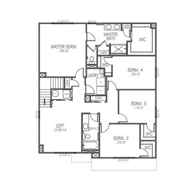 Second Floor Plan - Structural options added include: 14x10 uncovered patio, 6' slider at patio, water softener rough-in at laundry room, 9' ceilings on main level, 8' ceilings on upper level, 4th bedroom, and water closet at primary bath | Image 3