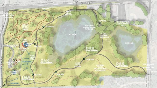 80-acre, Jackson Park map layout - Offering something for everyone. Hammock grove, play structure, butterfly garden, pond loop trail system plus sledding and ski trails for the colder MN months. Coming 2025! | Image 26