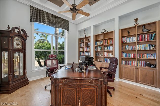 Coffered Ceiling, built-in bookcases and new flooring | Image 25