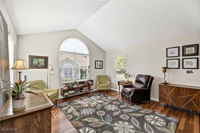 Sitting room with hardwood / wood-style floors and vaulted ceiling | Image 3