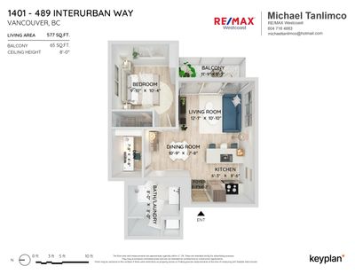 1401 - 489 Interurban Way, Condo with 1 bedrooms, 1 bathrooms and 1 parking in Vancouver BC | Image 2