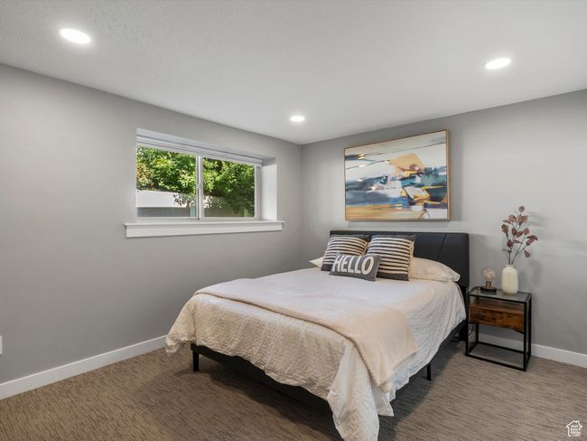 Carpeted bedroom with recessed lighting | Image 34